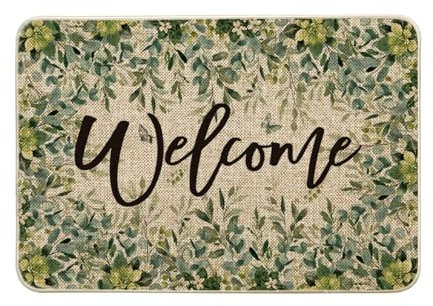 Artoid Mode Welcome Eukalyptus Blätter Frühling Fußmatte, Hause Dekoration Küche Teppich Bodenmatte Für Innen Außen Dekor 40x60 cm