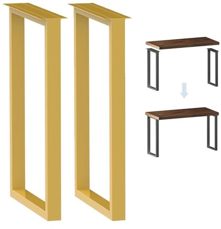 2 Stück Tischbeine Metall Tischkufen Vierkantprofil Möbelfüße Tischgestell Schwerlast Ersatz Couchtischbein 30x43cm 40x62cm Für Moderne Couchtisch Esstisch Wohnzimmertisch(Gold,Width 50 x Height 100cm