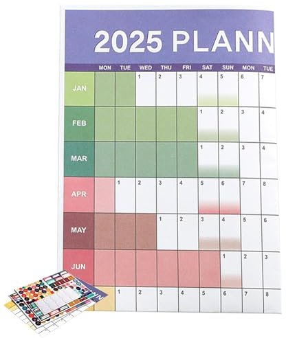 Jahreskalender für 12 Monate, 74,2 x 52,5 cm, Januar 2025 - Dezember 2025, Tageskalender, minimalistischer Wandkalender 2025, Wanddekor-Kalender für To-Do-Liste, Termine, Meetings, Erinnerungen