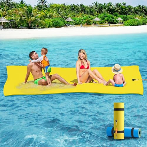 CTSC Tapis Flottant Piscine, 275 x 120cm Tapis Flottant en Mousse, Tapis en Mousse xpe avec Filet en Nylon résistant à la déchirure Capacité Portante 181KG