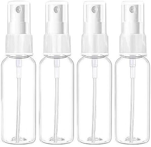 4Pcs 20ml Refillable Spray Bottles Reusable Travel Fine Mist Spray Bottles for Hair, Cleaning, Essential Oil and Aromatherapy