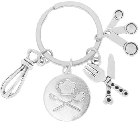 VALICLUD porte-clés chef trousse porte-clés suspendu charme de téléphone cordon porte-clés en peluche Stitch anneau porte-clés thème pâtisserie porte-clés boulanger Alliage de zinc Silver