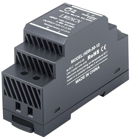 Kssvzz Hutschienen-Netzteil 12V DC 2.5A 30W, DIN-Schienen-Transformator | Eingang 100-240V AC 50/60 Hz, DIN-Rail Trafo für Heim- oder Industrieautomation