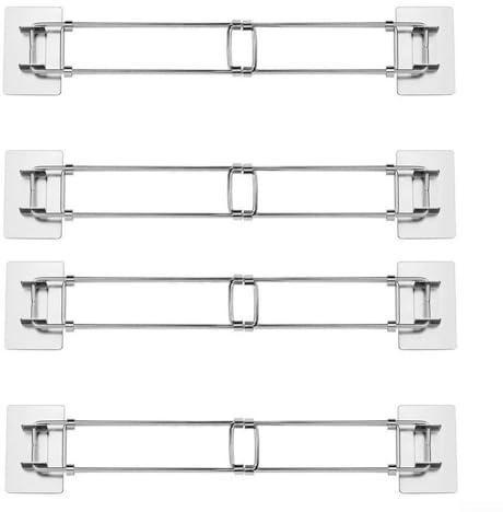 Volakebeing 4 Stück verstellbare Kühlschrankstange Spannstange Set Metall Aufbewahrung Organizer federbelastete Stangen für Reiseanhänger Camper Küchenschrank Camping Kühlschrank Organizer