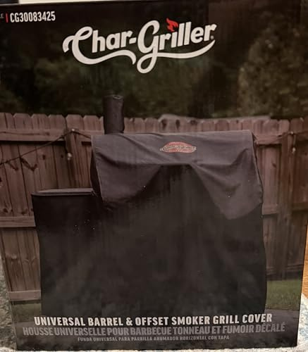 Char-Griller Universal Grillabdeckung wetterfest, Abdeckhaube Grill und Smoker Abdeckung, für Barrel Grill mit Offset Smoker, Outdoor Cover