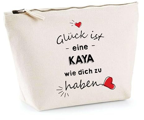 Kosmetiktasche Kaya Glück haben – Schminktäschchen Make-up Kulturtasche aus Baumwolle – Geschenk Muttertag Geburtstag Schwester Weihnachten Patentante