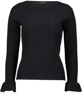 zero Damen Pullover mit Volants am Ärmel 34, Black Beauty