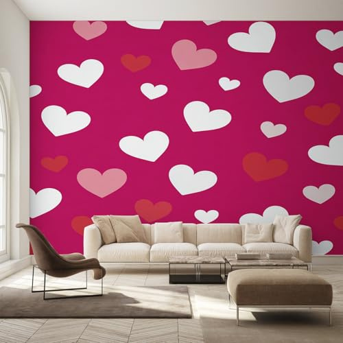 Generisch Fototapete Herz Fuchsia Wohnzimmer Tapete Herz Zum Valentinstag Tapeten, Vliestapete Schlafzimmer Motivtapeten, Wandtapete Wanddeko 150 x 105 cm (B x H) Y&W19
