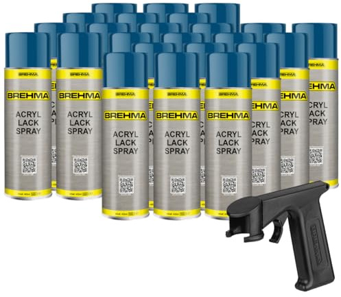 BREHMA 24x Acryl Lackspray Ral 5010 Enzianblau glänzend Lack Farbe Sprühfarbe 400ml inkl. Griff