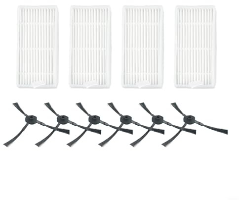 Seitenbürste und Filter Set für MD 19500/19510/19511/19900 Roboterstaubsauger, 4 Filter und 6 Seitenbürsten Ersatzteile