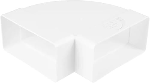 Easy Act Flachkanal Winkel 90° horizontal 220x90 mm, Umlenkstück aus PS-Kunststoff für Lüftungssysteme, Abluftkanal und Flachrohr
