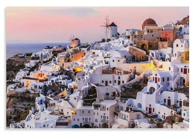 Puzzle für Erwachsene mit 1000 TeilenSonnenuntergang im Dorf von SantorinPuzzle-Kunstwerk Lernspiel für Geburtstag Weihnachten für Teenager ab 14 Jahren 50x70cm