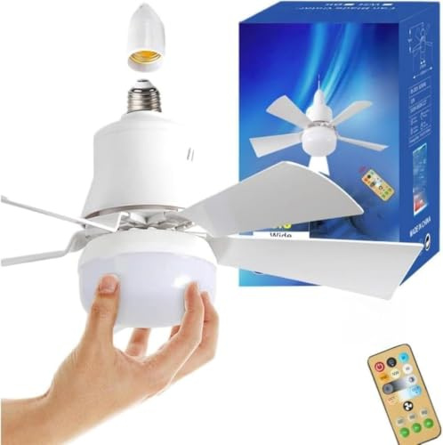 JIABAOZ Ventilador De Techo Con Luz, Lámpara Ventilador De Techo LED Con Mando, Bombilla Ventilador Regulable 3 Tonos Para Dormitorio Salón