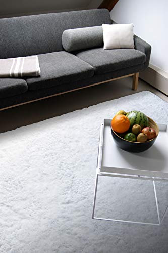 floor factory Moderner Teppich Delight weiß 200x200cm - edler Designer Teppich mit flauschig weichem Flor