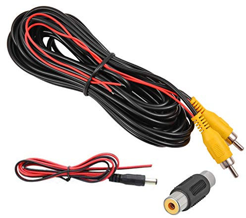 DALLUX Backup Camera - 20FT/6M RCA Video Cable with Detection Wire, AV Extension with RCA Female Coupler and Power Cable