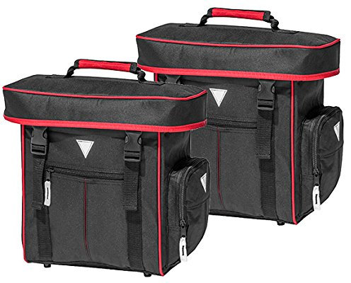 4Uniq Fahrradtasche Gepäckträger Tasche 2er Set Verschiedene Versionen (schwarz/rot)