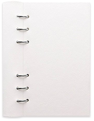 Filofax Clipbook, Klassisches nachfüllbares Notizbuch, Weiß (17,1 x 9,5 cm) liniert, einfarbige und vieradrille Notizseiten, undatierter Planer, Jahres-, Monats- und Wochenkalender (B023634)