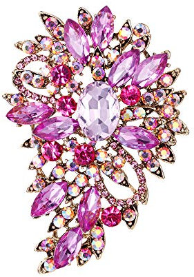 EVER FAITH Damen Marquise Österreichische Kristall Hochzeit Blume Blatt Bouquet Brosche Rosa Antique Gold-Ton