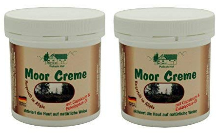 2 x 250 ml Moor Creme vom Pullach Hof zur Pflege von Rücken, Nacken und Haut mit Capsicum und Eukalyptus-Öl