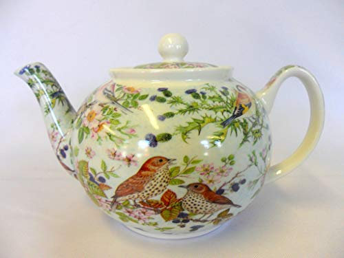 Heron Cross Pottery 2 cup teapot in British birds on pale blue design for The Abbeydale collection