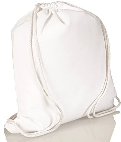 Jute statt Plastik Original | CB140CSW | Turnbeutel Baumwolle weiß | Baumwollbeutel Sportbeutel Jutebeutel | Fair & Nachhaltig | Sport Freizeit Lifestyle Festival | 5er-Set