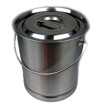 airbrush-city Eimer Kücheneimer Futtereimer Milcheimer Sektkühler Edelstahl 8 Liter Deckel + Skala