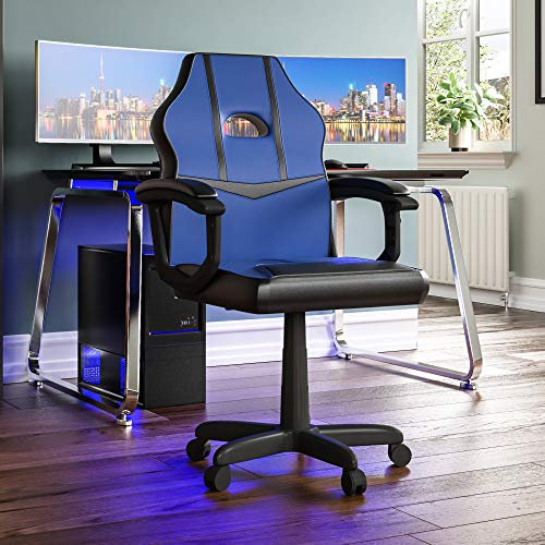 Vida Designs Racing Comet Gaming Computer Sessel Büro Chef Einstellbar Drehbar PU Kunstleder Blau & Schwarz