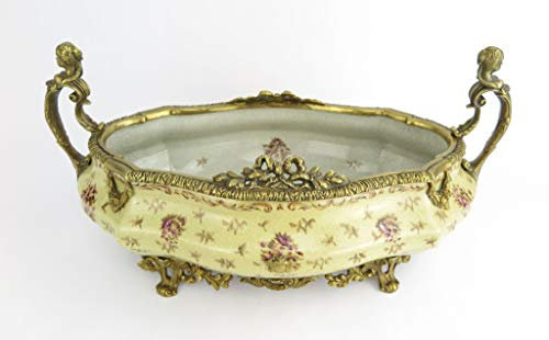 Clever-Deko luxoriöse Schale Prunkschale Obstschale Porzellan/Bronze Bronzegriffe Jugendstil Gründerzeit Tafelaufsatz oval