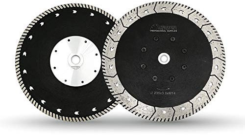 SHDIATOOL Diamond Cutting Grinding Disc 2PK 9 Inch / 230mm Dual Blade Saw Blade for Granite Marble Concrete