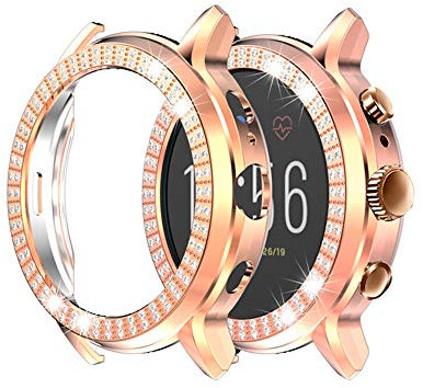 Compatible for Fossil Gen 5 Julianna Case, LvBu PC Bling Crystal Diamonds Shiny Rhinestone Bumper Case Cover Compatible for Fossil Julianna Hr Smartwatch (Rosegold)