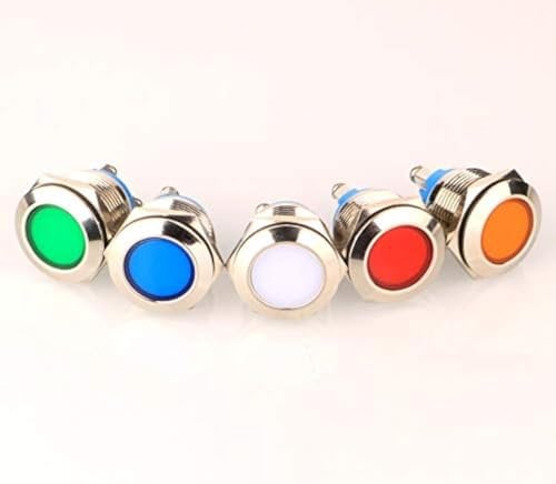 Gebildet 5pcs 19mm 230V/AC Stainless Steel Waterproof LED Indicator Light Screw Terminals Metal Shell Pilot Custom Dash Signal Lamp