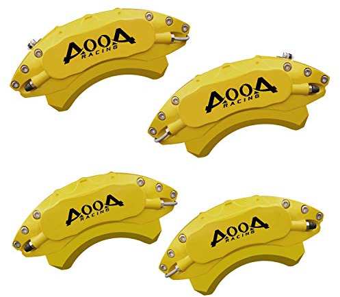 AOOA Caliper Covers Yellow Brake and Black Characters Covers Fits 2015-2023 Ford Mustang EcoBoost with 18-Inch Wheels or Larger, Powder-Coated, Easy Installation, Set of 4