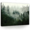 Bilder Wald im Nebel Natur grün 120x80 cm - Modern Leinwandbild Groß Wohnzimmer Schlafzimmer Büro Wandbild Wandbilder Canvas Desing Wand Bild auf Leinwand Moderne Kunstdruck Wanddeko Aufhängefertig