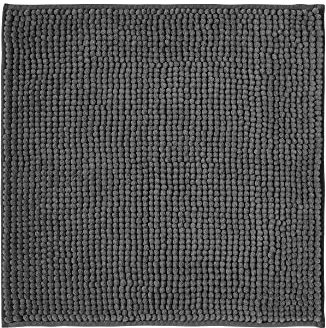 Decomira Badematte rutschfest | Als Badteppich Set kombinierbar | Badezimmer-Teppich Bad-Vorleger waschbar aus Chenille | Duschvorleger für Dusche, Badewannen, WC Vorleger | Dunkelgrau - 45x45 cm