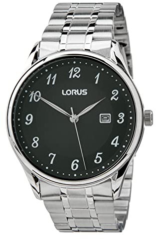 LORUS Herren Analog Quarz Uhr mit Metall Armband,Schwarz