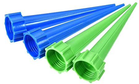 sourcing map Automático Planta Pinchos Plástico Auto Riego Sistema Goteo Riego Kits para Interior Exterior Maceta Azul Verde 42 Pulgadas 1 Juego