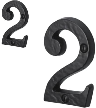 Cast Iron Number 2 – 3-Inch Antique Black Screw-On Door Numeral for Wooden, uPVC & Composite Doors