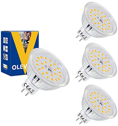 OLEVOLT MR16 GU5.3 LED Lampen 5W Warmweiß 2700K 500LM GU5.3 LED Leuchtmittel Ersatz für 50W Halogelampe LED Leuchtmittel Spot Nicht Dimmbar Kein Flackern 120° Abstrahlwinkel 12V AC/DC 4er Set