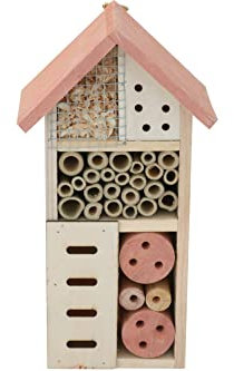 Insektenhotel klein 26x13 cm Bienen Insektenhaus Pinienholz rot