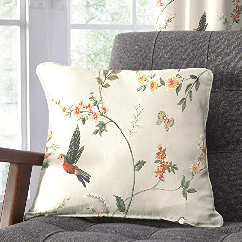 Dreams & Drapes Curtains - Darnley - 100% Cotton Cushion Cover - 43 x 43cm in Coral/Natural