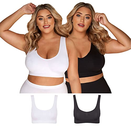 Yourset 2 Pack Curve White & Seamless Padded Non-Wired Bralettes - Women's - Plus Size Curve