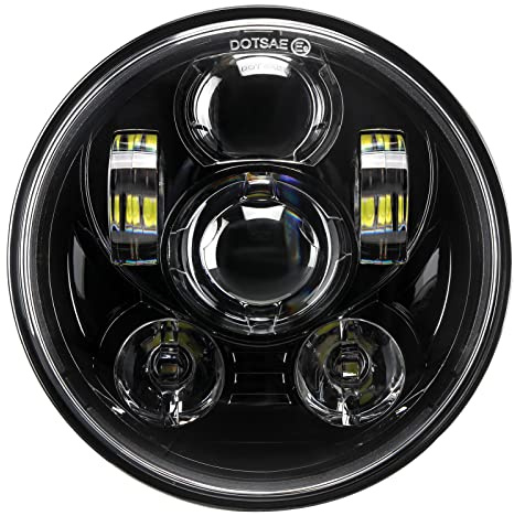 ToKnoMe 5-3/4 5.75 inch LED Headlight Compatible with Harley Davidson Dyna Sportster Iron 883 1200 Low Rider XLH883 Super Glide Softail Custom XLH1200 Forty-Eight SuperLow Street 500 750(Black)