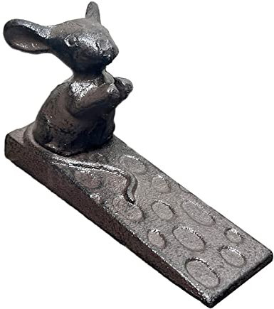 Cast Iron Door Wedge Mouse On Cheese Block Doorstop Rustic Heavy Animal Stopper 18cm