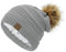 Durio Satin gefütterte Beanie Pom Pom Satin gefütterte Wintermützen für Frauen warme Beanie Mützen für Frauen dicke Damen Wintermützen, Light Gray, Einheitsgröße
