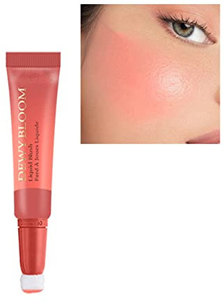 Lucoss Blush Liquide, Blush Maquillage Fard À Joues with Cushion Applicator, Fard à Joues Stick Imperméable de longue durée, Lightweight Blush Cream Stick Makeup Rose Peche 23.0 g