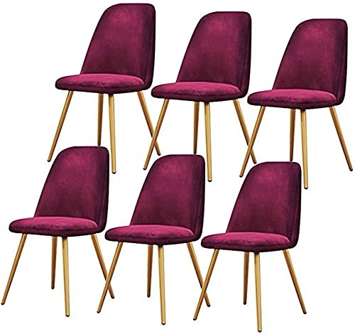 Küchen-Esszimmerstuhl-Set mit 6 Schalenstühlen, nordischen Esszimmerstühlen für Mid-Century Modern Chair Armless Chair Lounge for Kitchen Dining Living Room Side Chairs (Color : Rose Red)