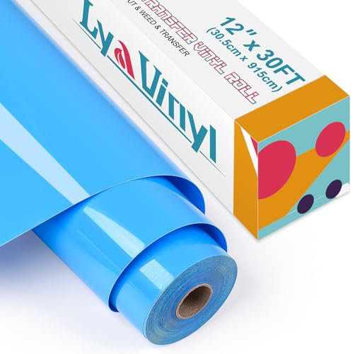 Lya Vinyl Heat Transfer Vinyl 12 x 30ft Light Blue Iron On Vinyl Roll for Cricut, Silhouette Cameo, Premium HTV for DIY Clothes, Bags, Shoes and Other Textiles