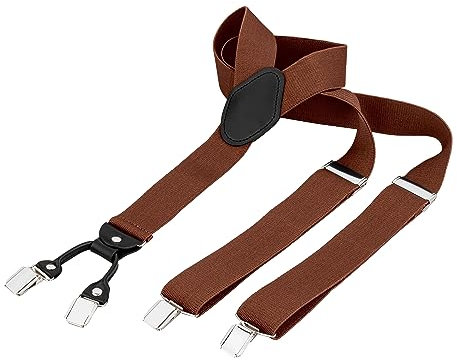 BomGuard Herren Hosenträger, 3,5 cm breit,braun