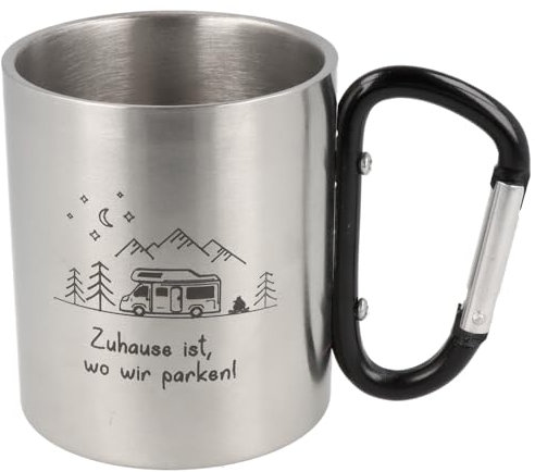 Spruchreif | Doppelwandige Edelstahltasse mit Karabinerhaken und hochwertiger Gravur | Camping Tasse | Outdoor Gadgets | Geschenk für Camper | Camping Geschenke - 300 ml