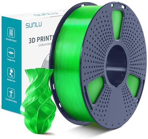 SUNLU PLA Plus 3D Drucker Filament, PLA+ Filament 1.75mm, robustes 3D Filament, kompatibel mit 3D FDM Druckern, Maßgenauigkeit +/- 0.02 mm, 1kg Spule (2.2 Pfund), PLA+ Transparent Grün